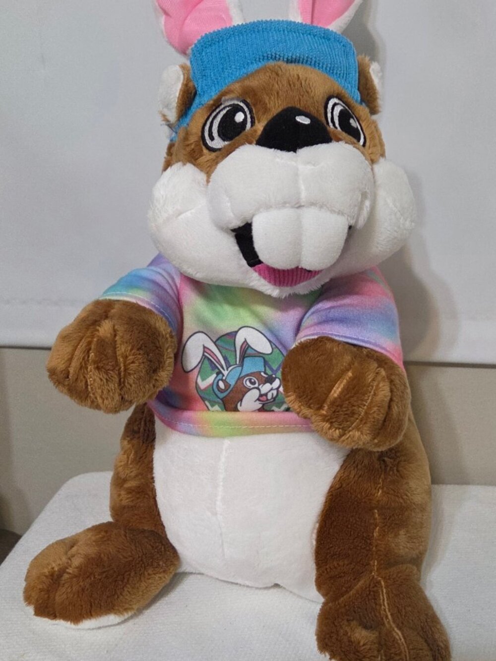 2021 Buc-ee’s Beaver W/Easter Bunny Plush Tye Dye Shirt Stuffed Animal